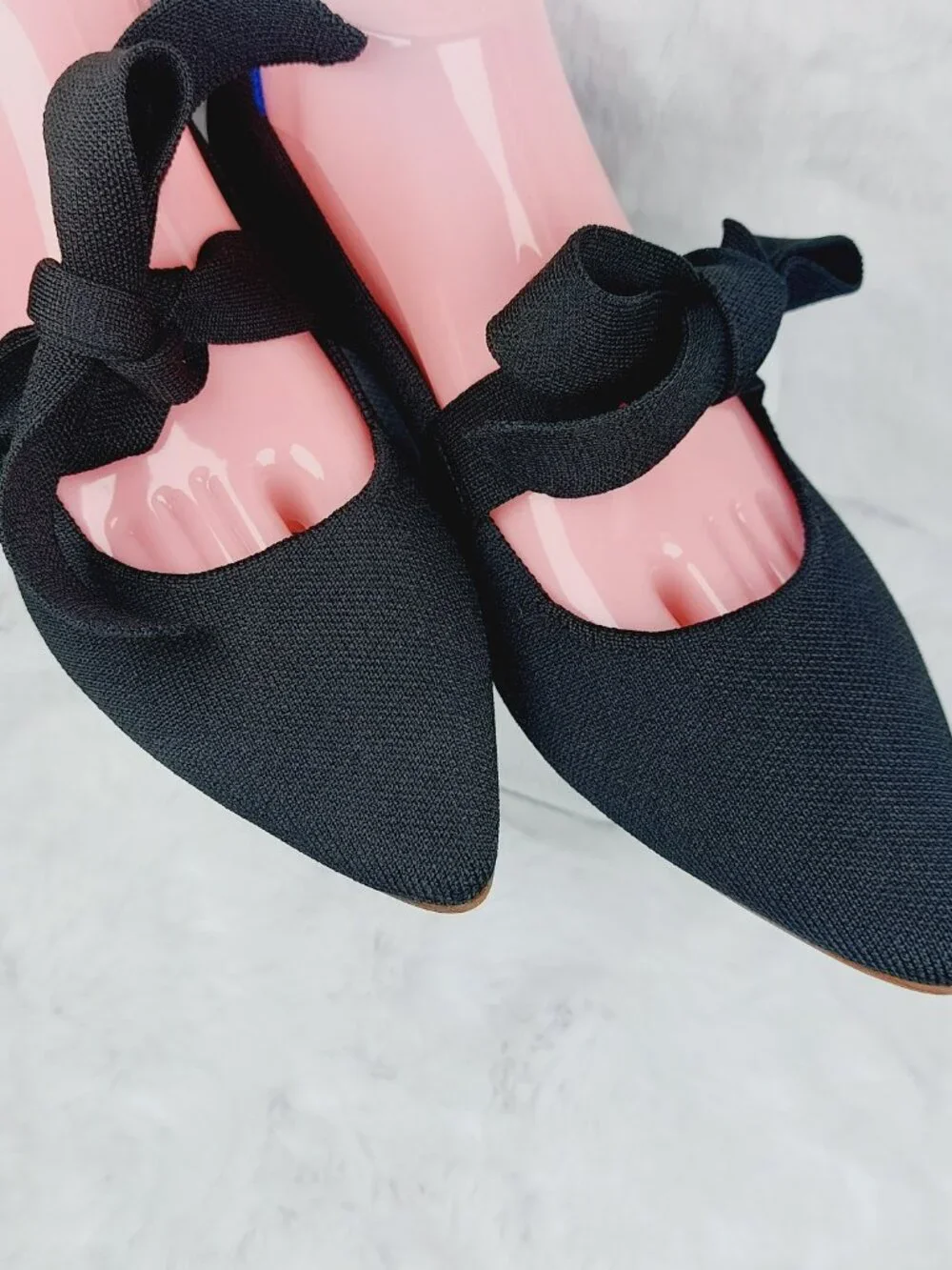 Rothy's Women's Black Bow The Pointy Slip-On Ballet Flat Size 12.5